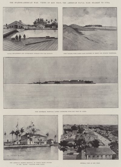 La guerra hispanoamericana, vistas de Key West, la base naval estadounidense más cercana a Cuba de Charles Auguste Loye